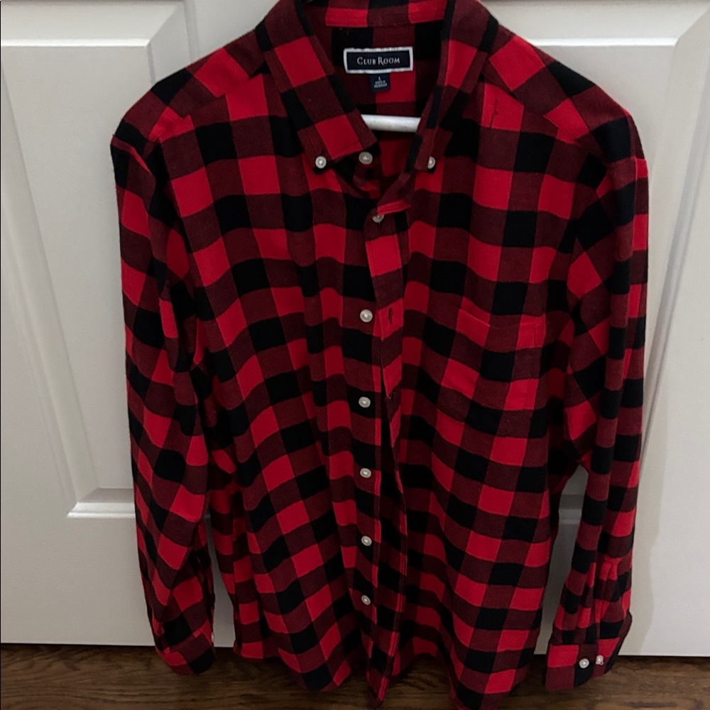 Club Room Red and Black Plaid Shirt